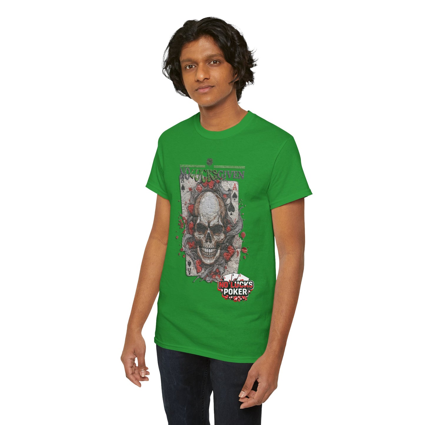 No Lucks Given Skull Breaking thru Ace of Spades T-Shirt Must have Good Luck All-in