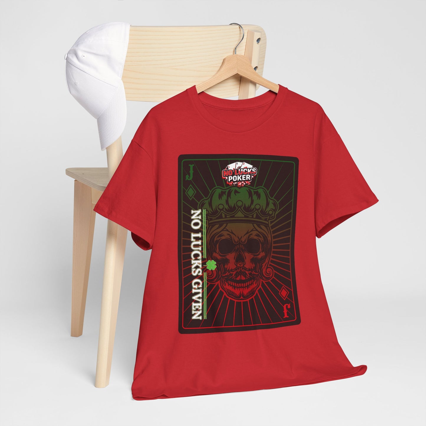 No Lucks Given – Jack Skull Crown Poker Tee (Green & Red Edition)