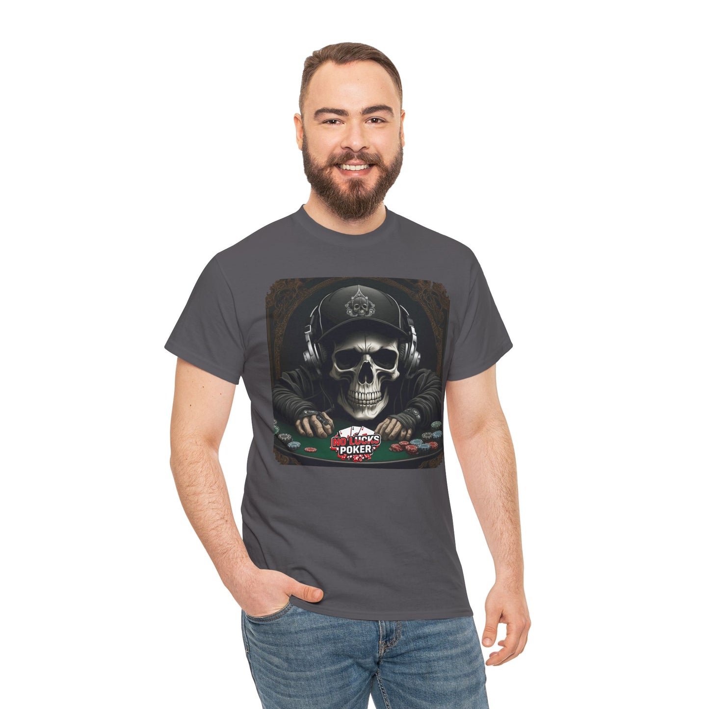 No Lucks Given – Hoodie Skull & Headphones Poker Tee