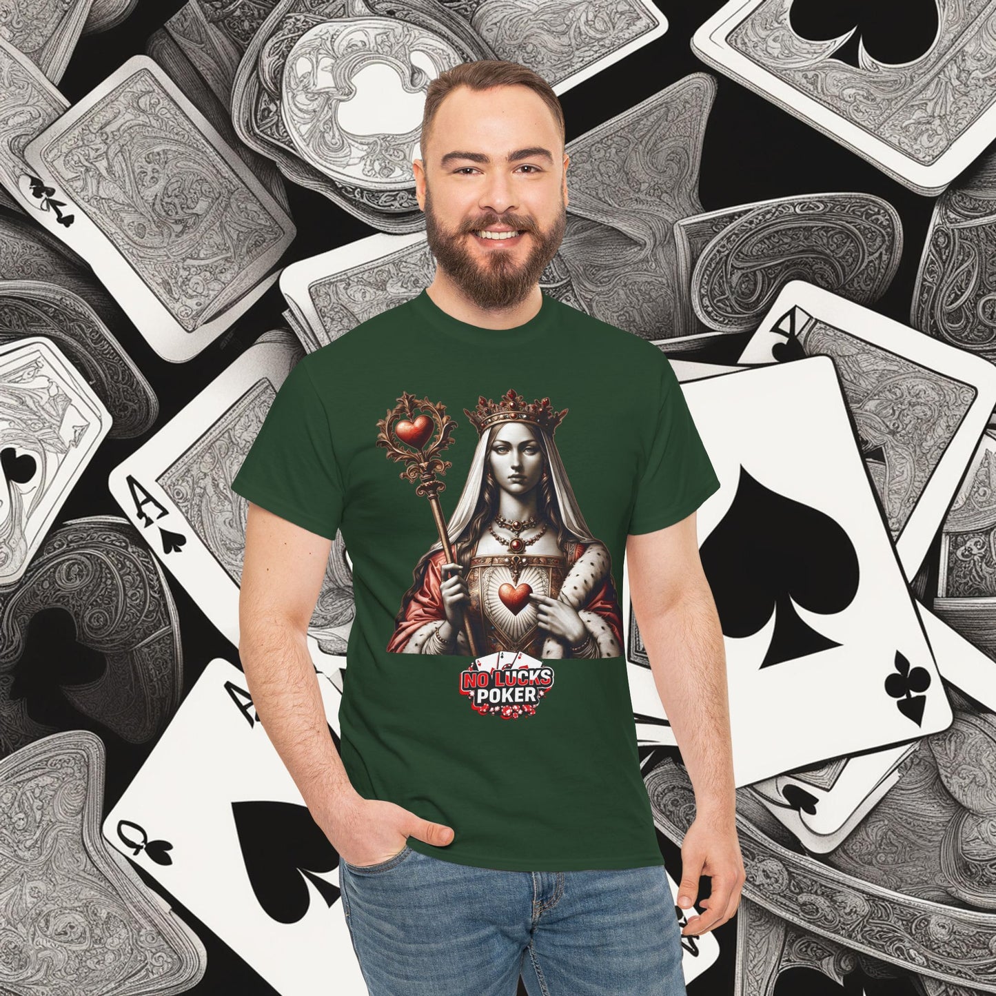Queen of Hearts Poker T-Shirt | Unisex Heavy Cotton Tee
