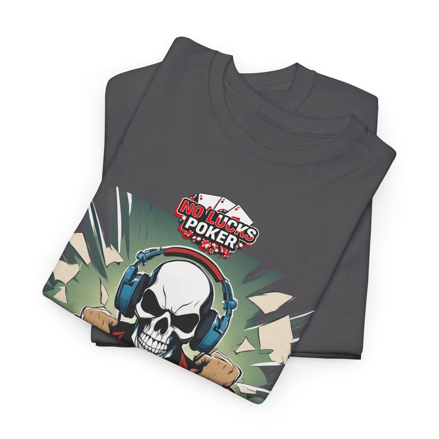 No Lucks Given – Poker Skull w/ Headphones Tee (Hero/Villain Edition)