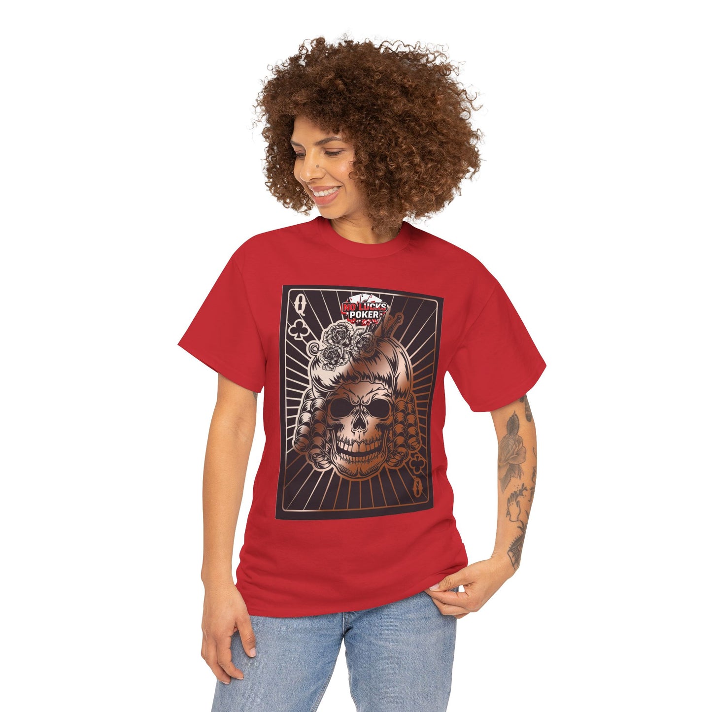 No Lucks Given Angry Queen of Clubs Copper Poker T-Shirt Must have Good Luck All-in