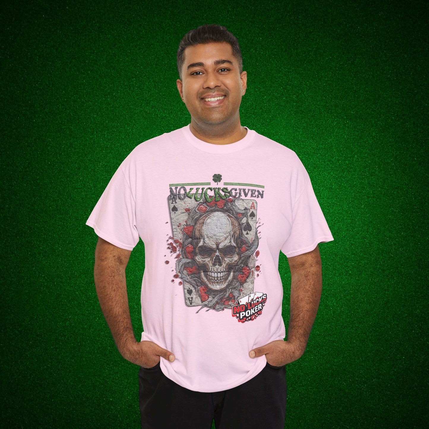 No Lucks Given Skull Breaking thru Ace of Spades T-Shirt Must have Good Luck All-in