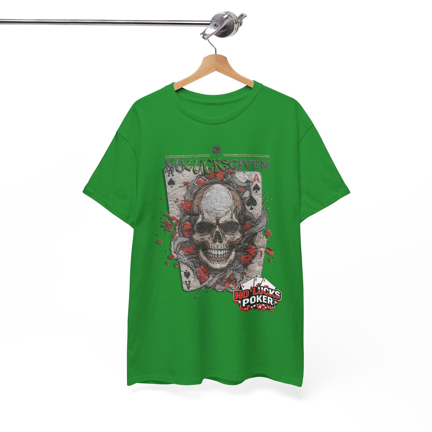 No Lucks Given Skull Breaking thru Ace of Spades T-Shirt Must have Good Luck All-in