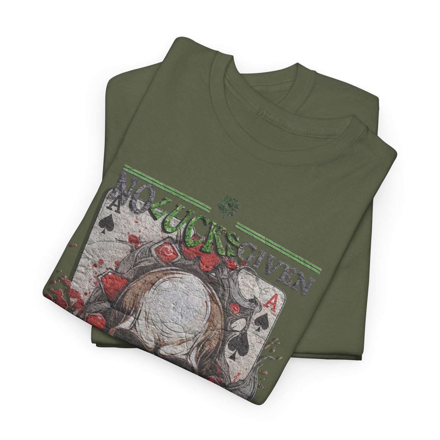 No Lucks Given Skull Breaking thru Ace of Spades T-Shirt Must have Good Luck All-in