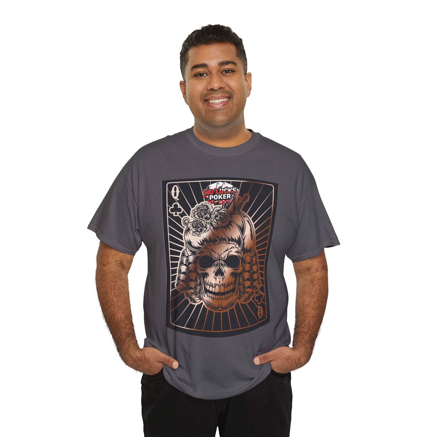 No Lucks Given Angry Queen of Clubs Copper Poker T-Shirt Must have Good Luck All-in