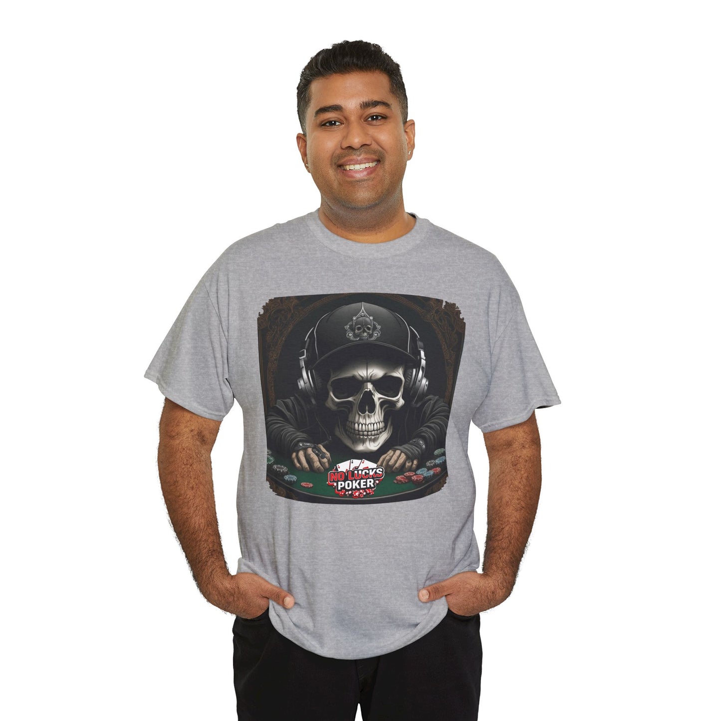 No Lucks Given – Hoodie Skull & Headphones Poker Tee