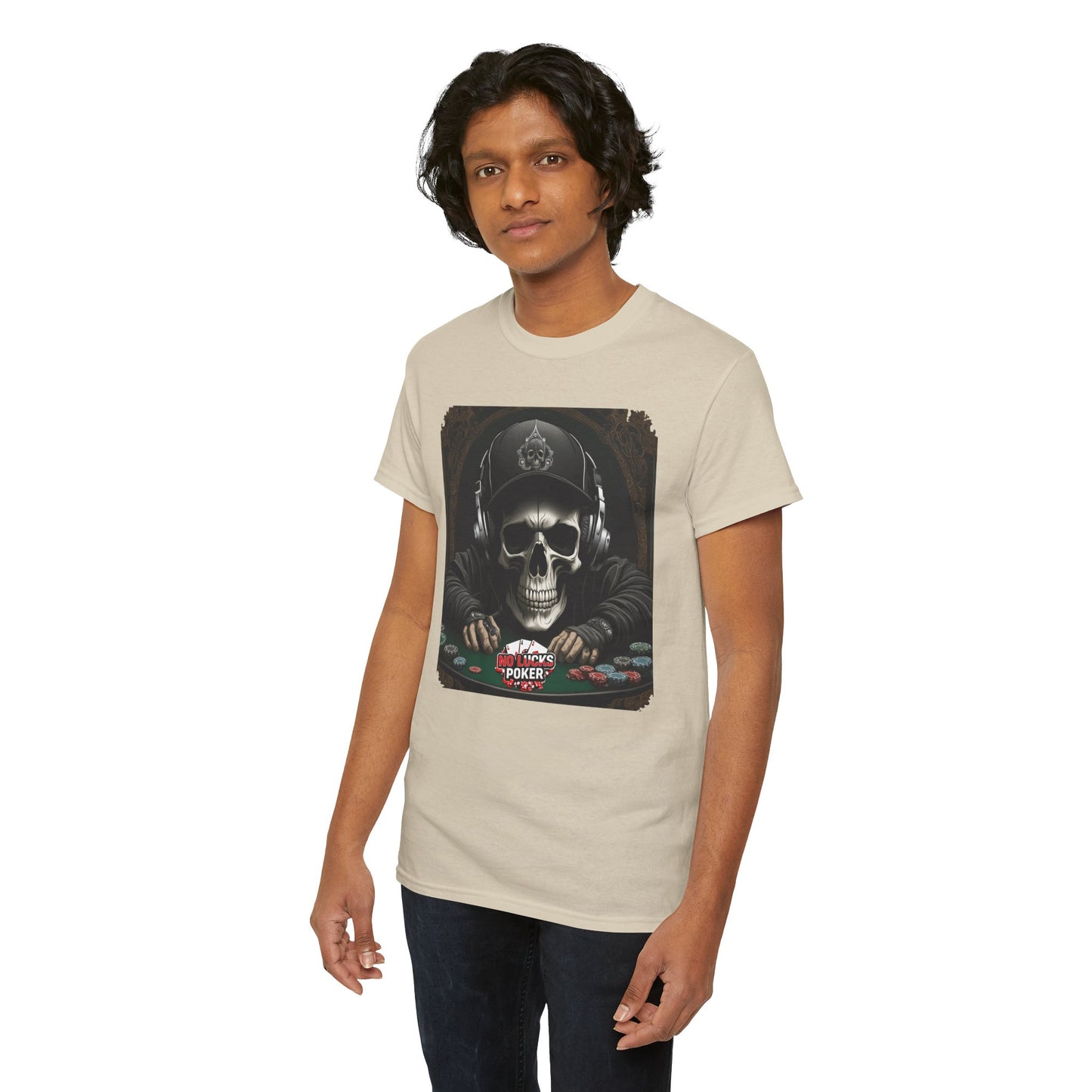 No Lucks Given – Hoodie Skull & Headphones Poker Tee