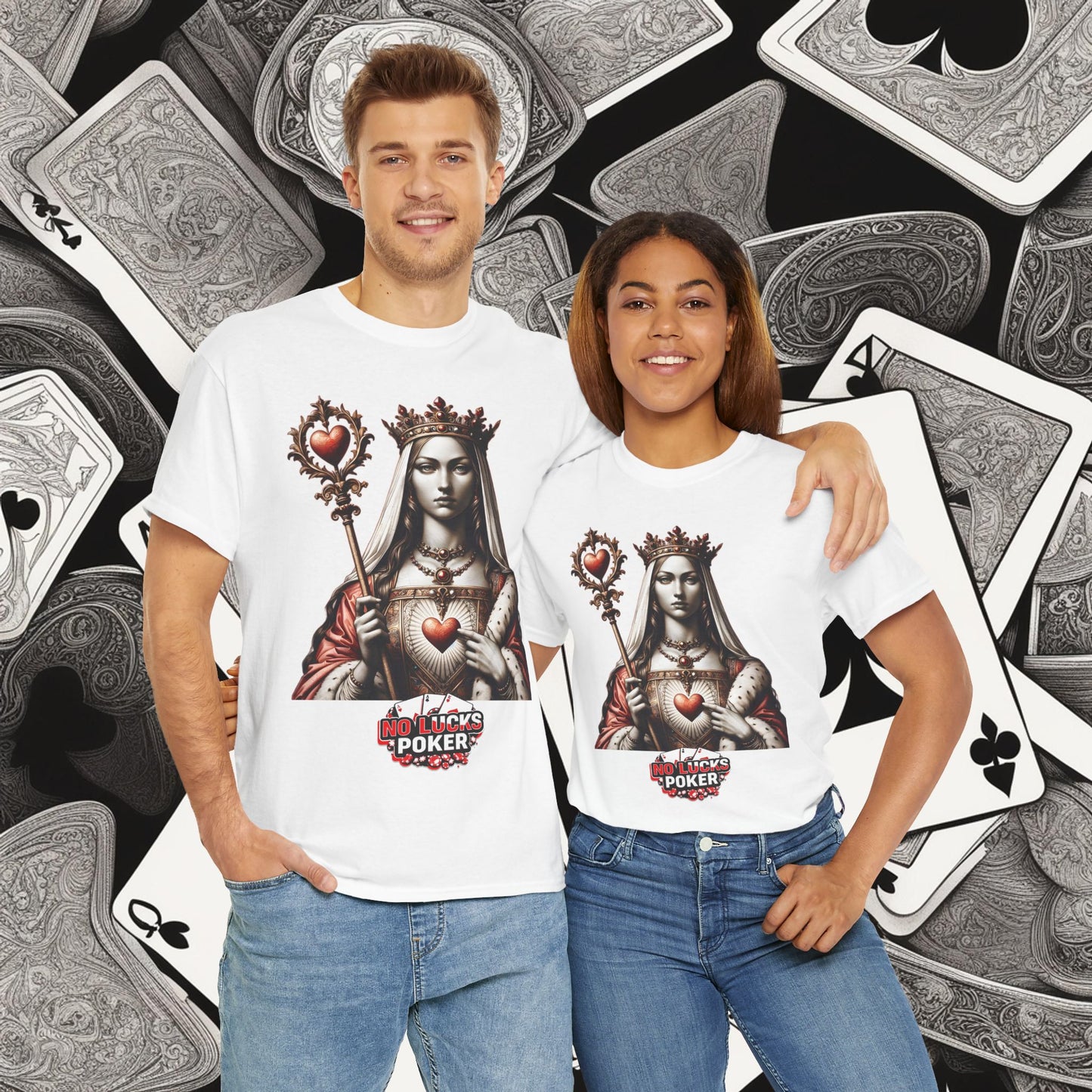 Queen of Hearts Poker T-Shirt | Unisex Heavy Cotton Tee