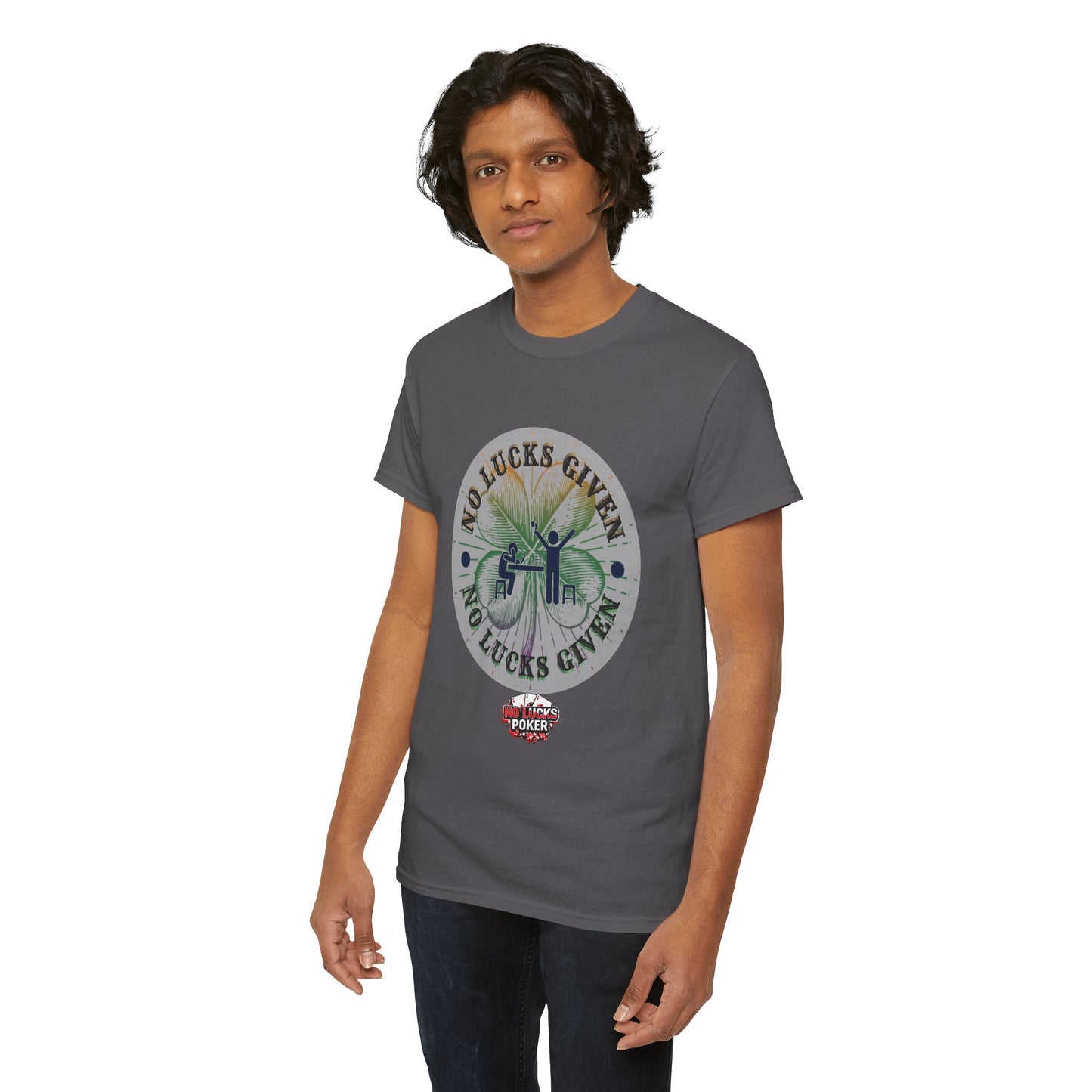 No Lucks Given – Large Clover Poker T-Shirt | Skill Over Luck