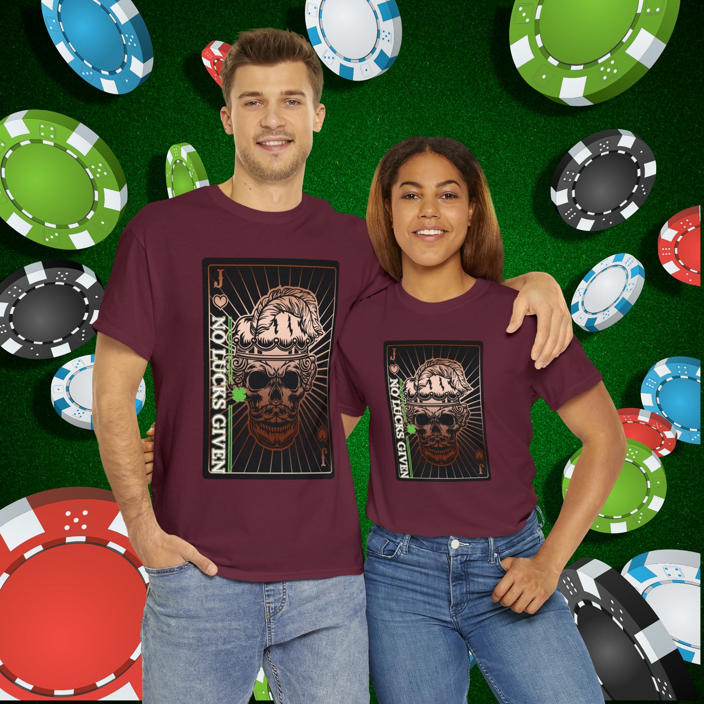 No Lucks Given Angry Jack of Hearts Copper Poker T-Shirt Must have Good Luck All-in