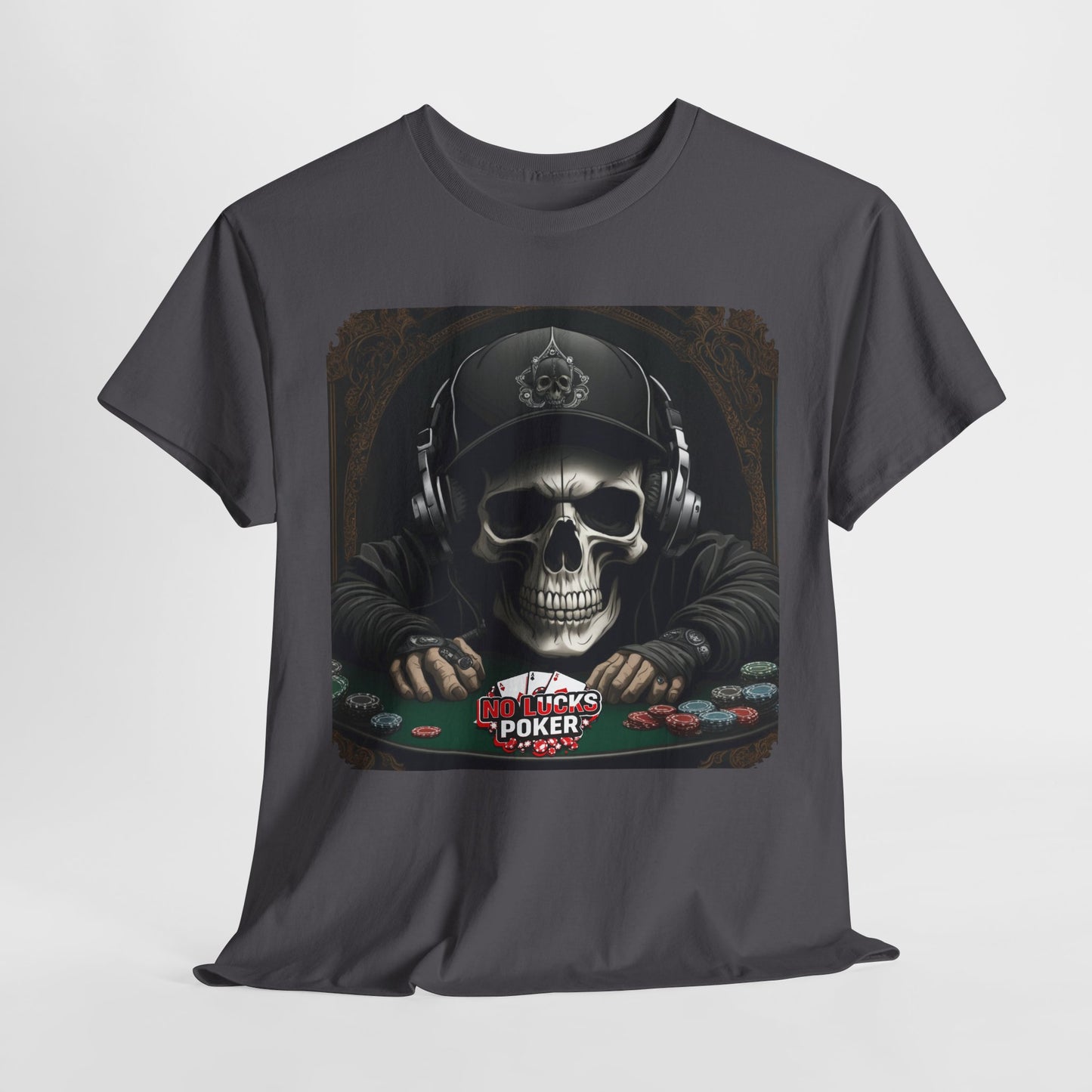 No Lucks Given – Hoodie Skull & Headphones Poker Tee