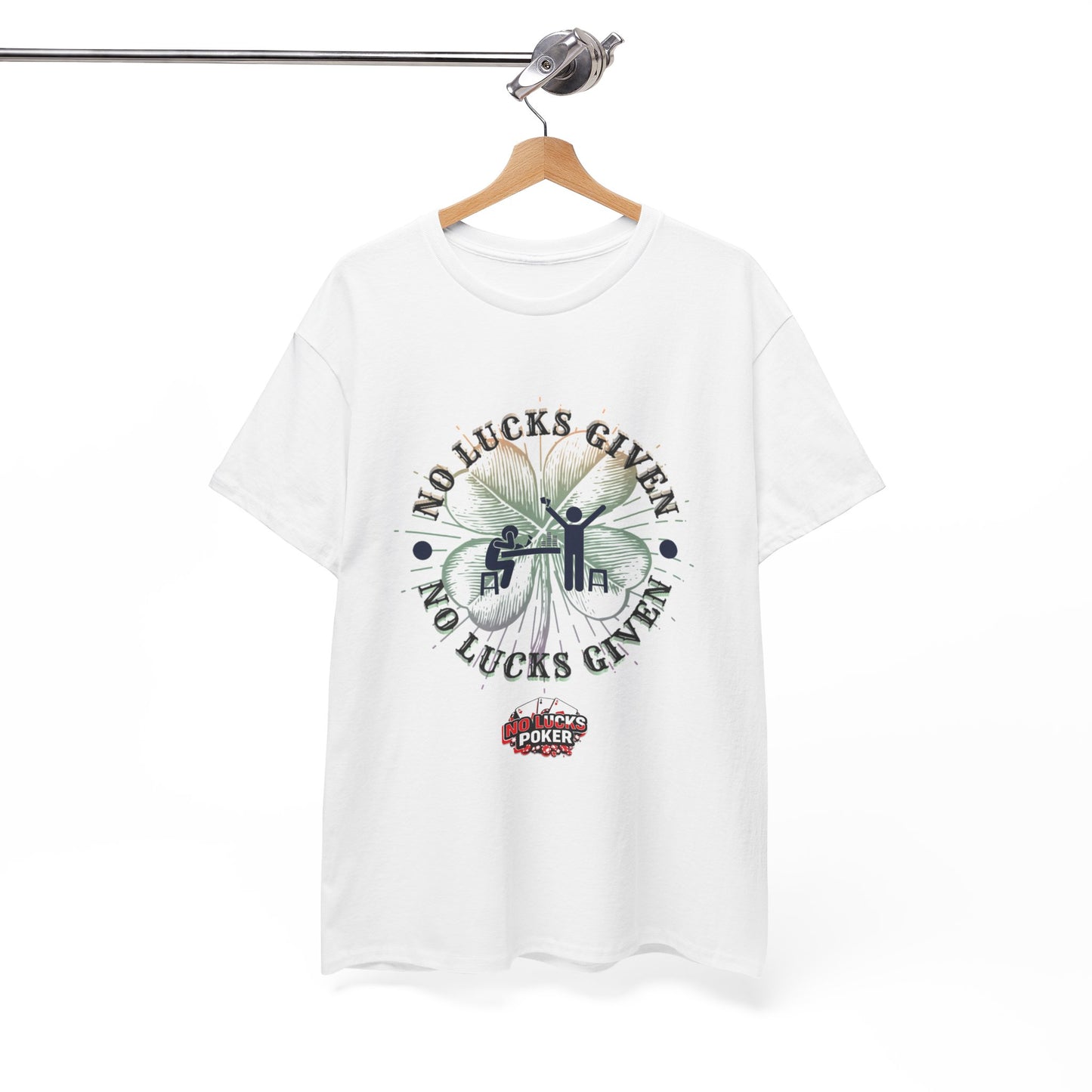 No Lucks Given – Large Clover Poker T-Shirt | Skill Over Luck