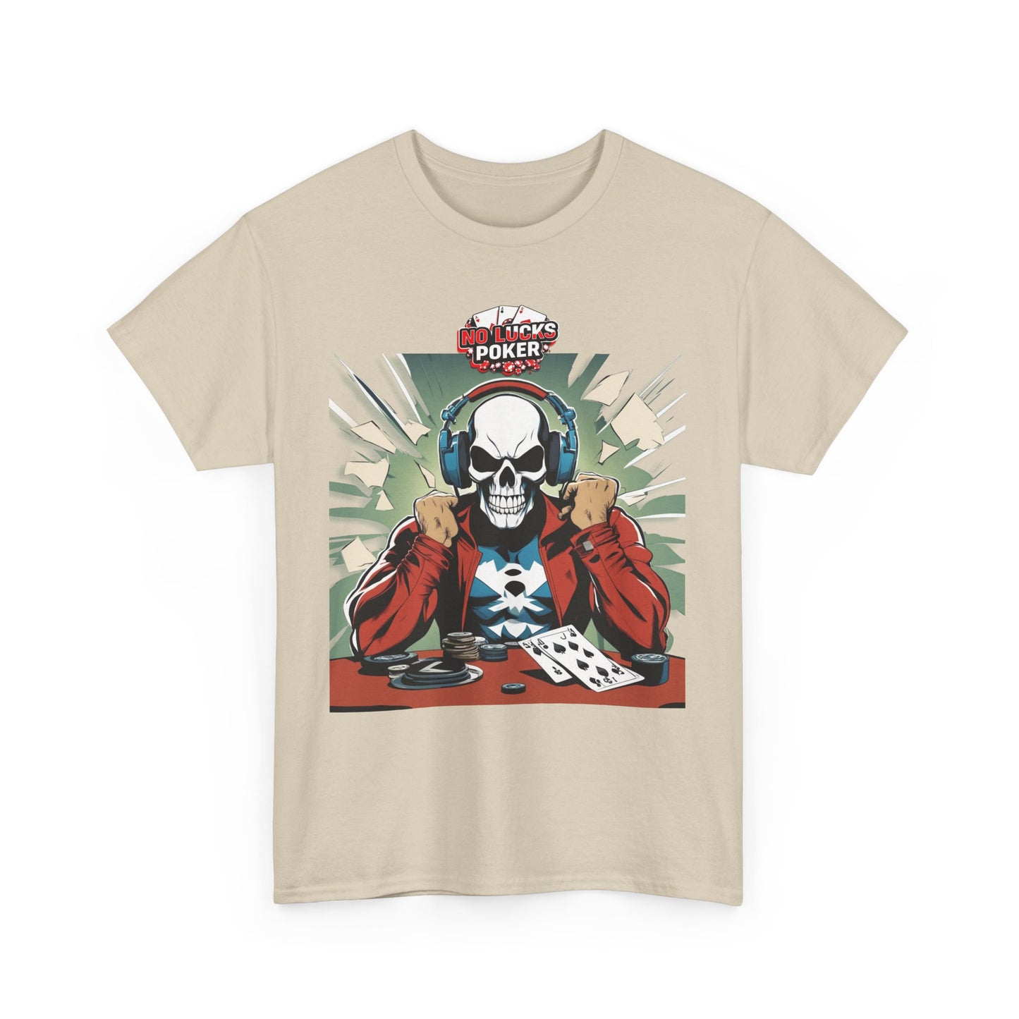 No Lucks Given – Poker Skull w/ Headphones Tee (Hero/Villain Edition)