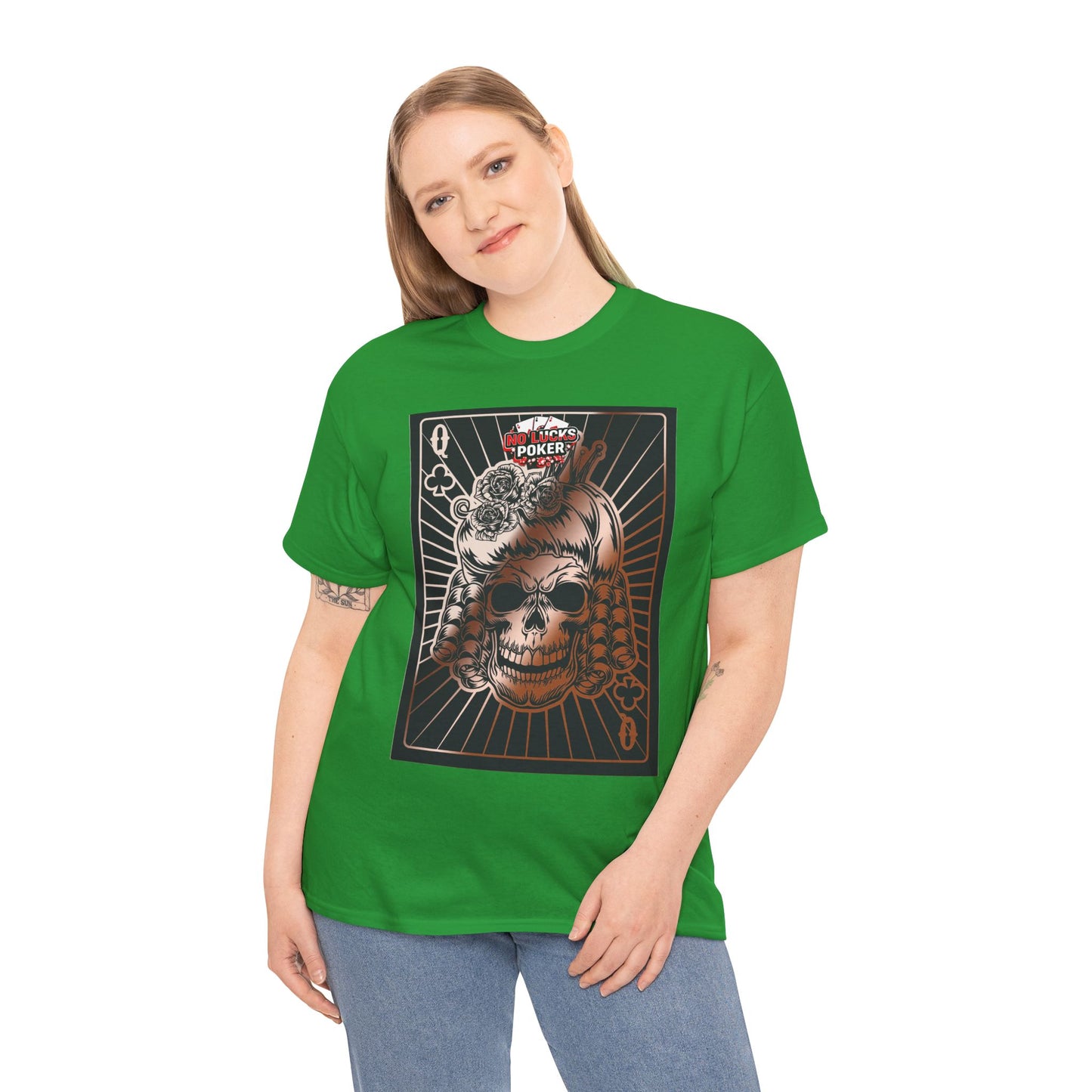 No Lucks Given Angry Queen of Clubs Copper Poker T-Shirt Must have Good Luck All-in