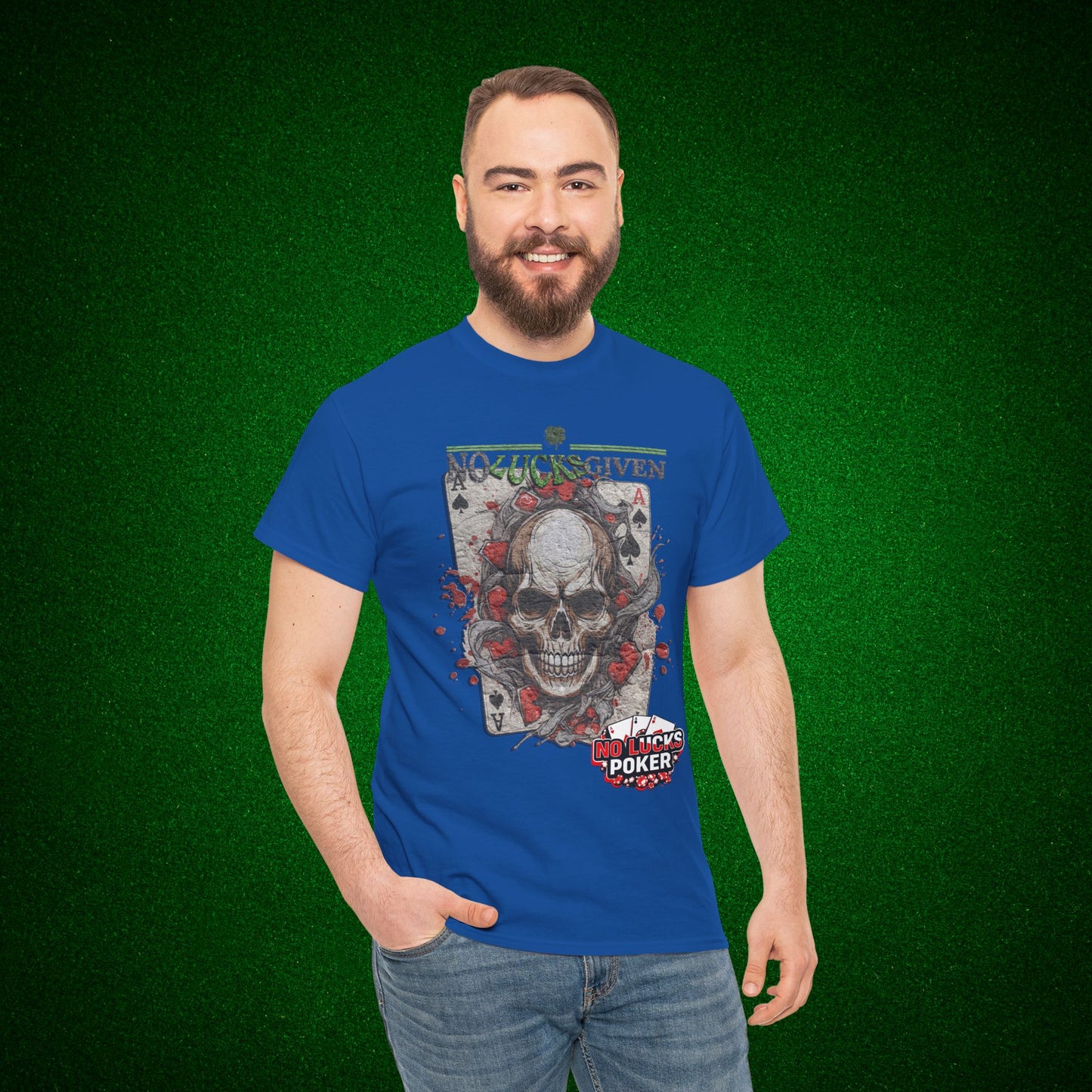 No Lucks Given Skull Breaking thru Ace of Spades T-Shirt Must have Good Luck All-in