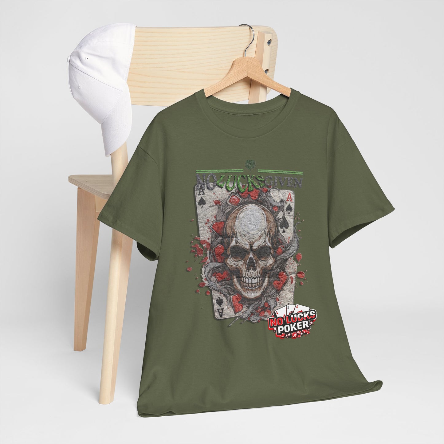 No Lucks Given Skull Breaking thru Ace of Spades T-Shirt Must have Good Luck All-in