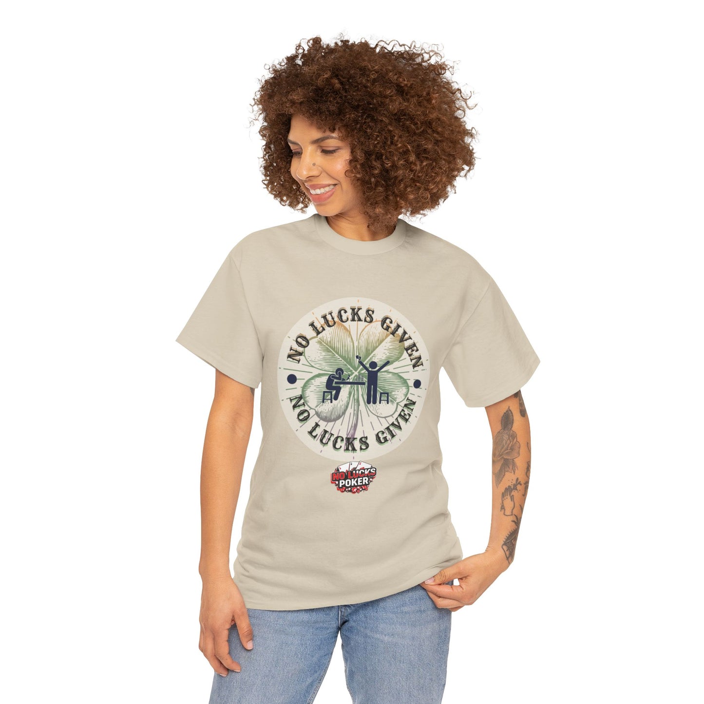 No Lucks Given – Large Clover Poker T-Shirt | Skill Over Luck