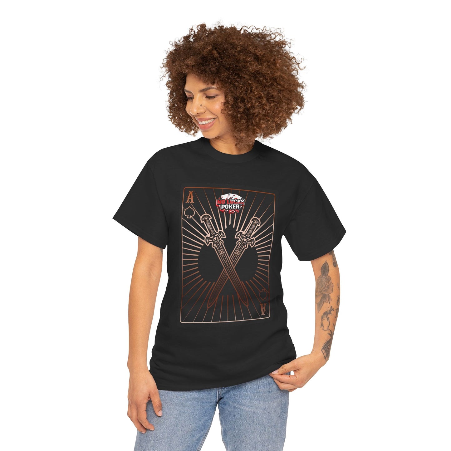 No Lucks Given – Ace of Spades & Crossed Swords Poker T-Shirt (Copper Edition)