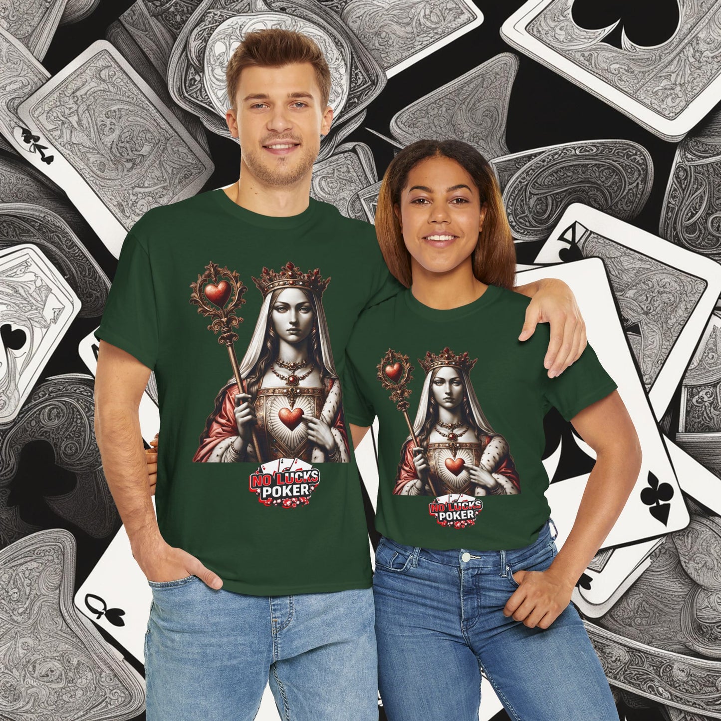 Queen of Hearts Poker T-Shirt | Unisex Heavy Cotton Tee