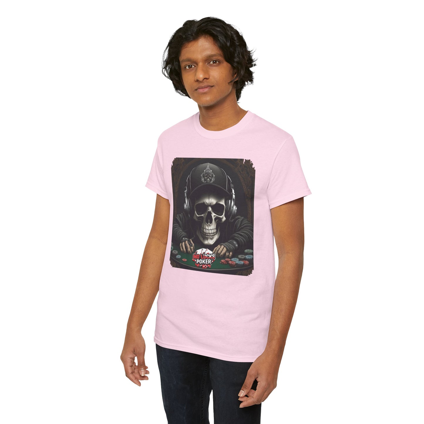 No Lucks Given – Hoodie Skull & Headphones Poker Tee