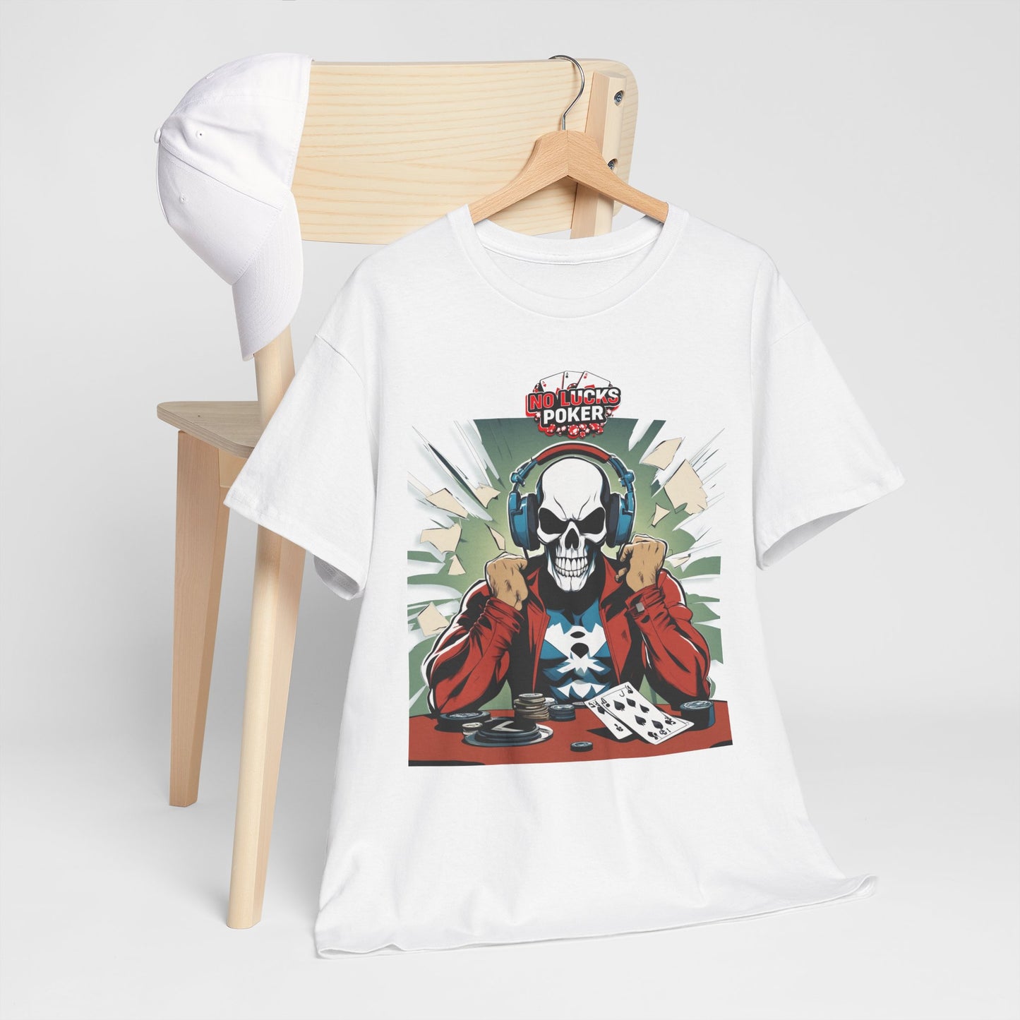 No Lucks Given – Poker Skull w/ Headphones Tee (Hero/Villain Edition)