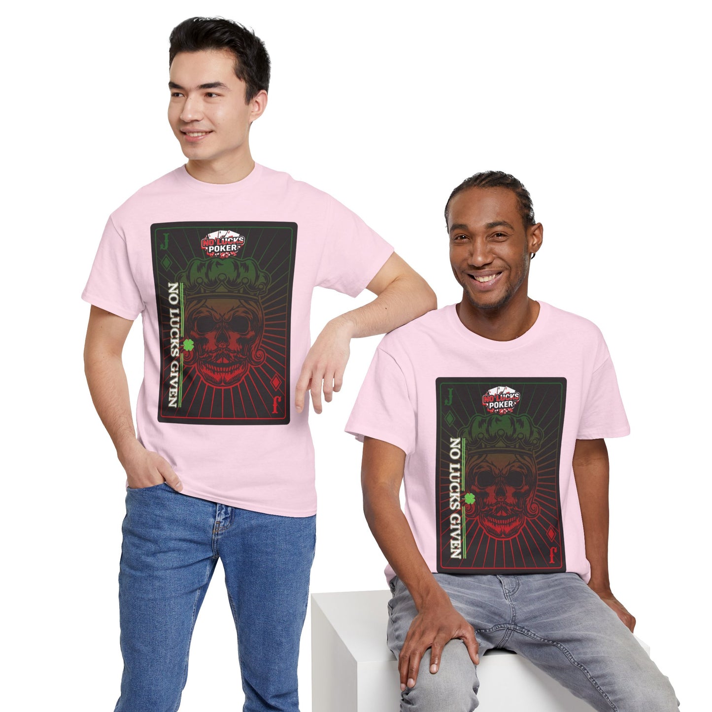 No Lucks Given – Jack Skull Crown Poker Tee (Green & Red Edition)