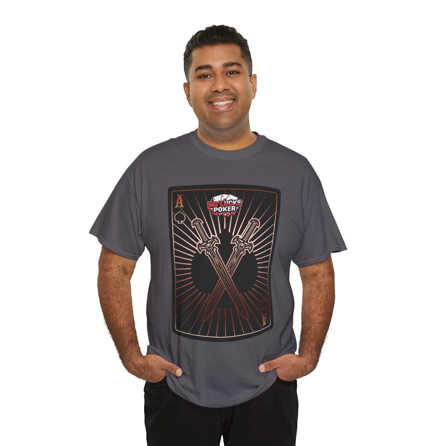No Lucks Given – Ace of Spades & Crossed Swords Poker T-Shirt (Copper Edition)