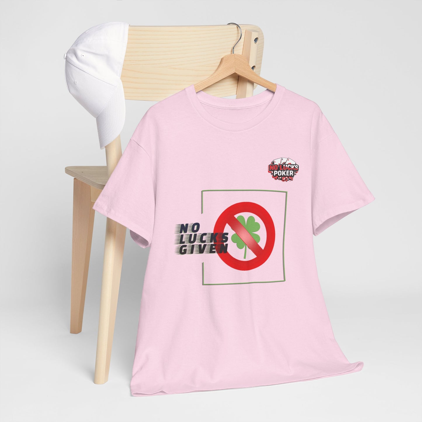 No Lucks Given Large Clover Poker T-Shirt Good Luck All-in