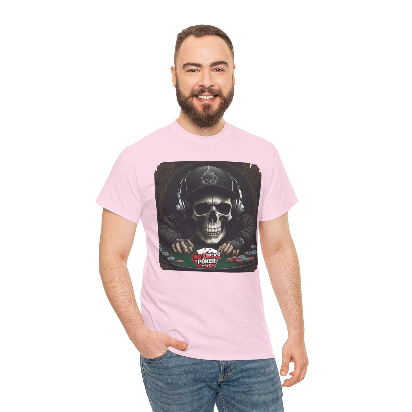 No Lucks Given – Hoodie Skull & Headphones Poker Tee