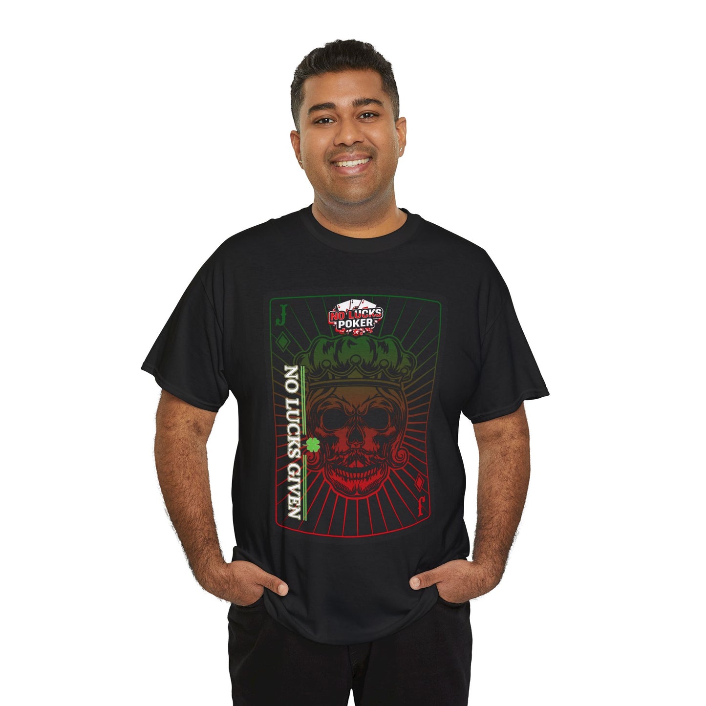 No Lucks Given – Jack Skull Crown Poker Tee (Green & Red Edition)