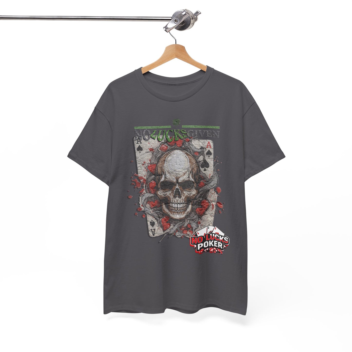 No Lucks Given Skull Breaking thru Ace of Spades T-Shirt Must have Good Luck All-in