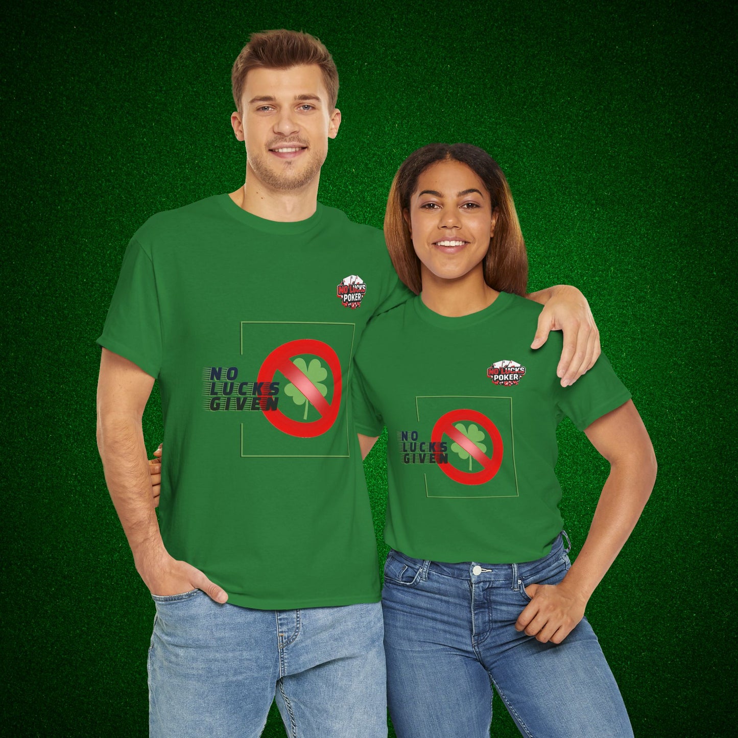 No Lucks Given Large Clover Poker T-Shirt Good Luck All-in