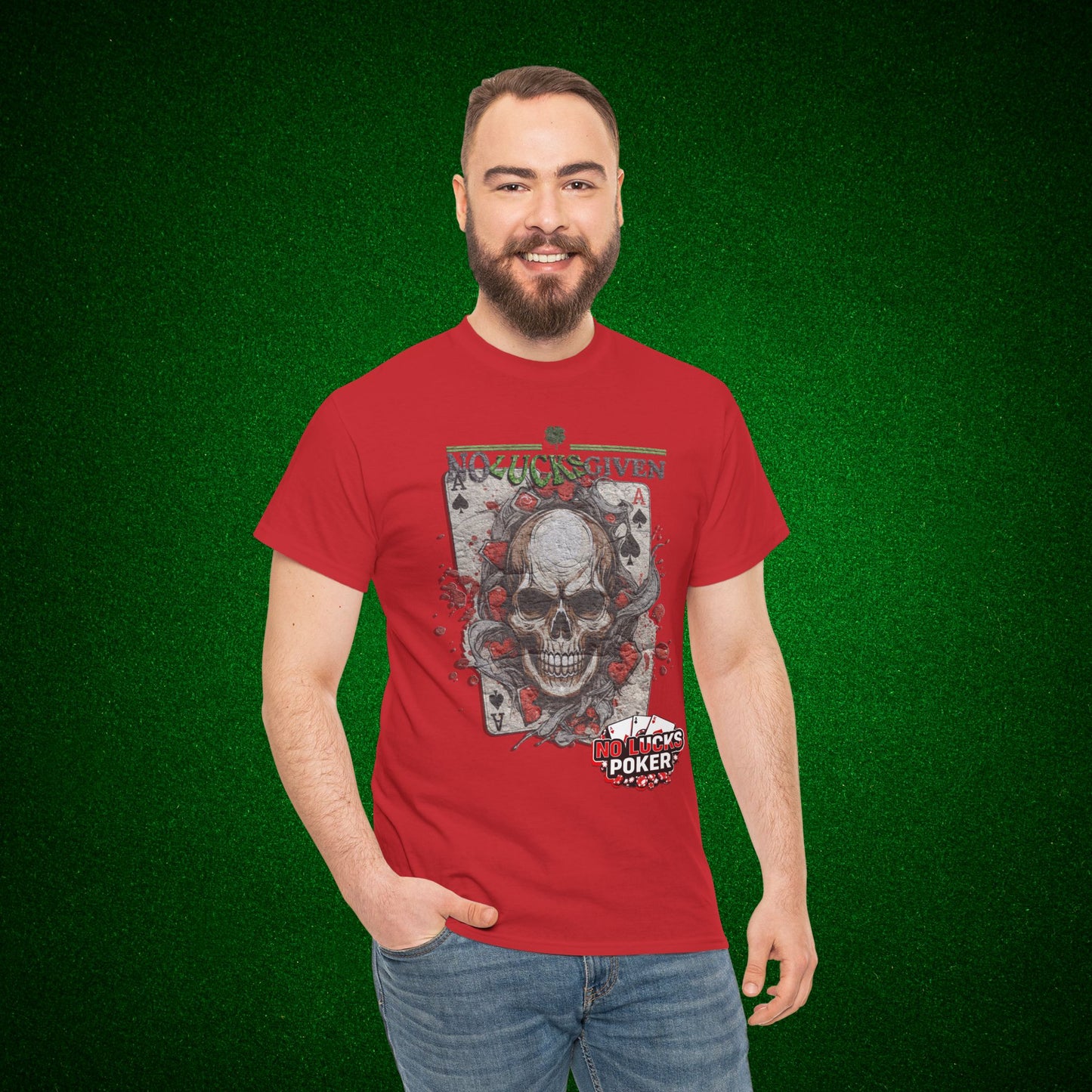 No Lucks Given Skull Breaking thru Ace of Spades T-Shirt Must have Good Luck All-in