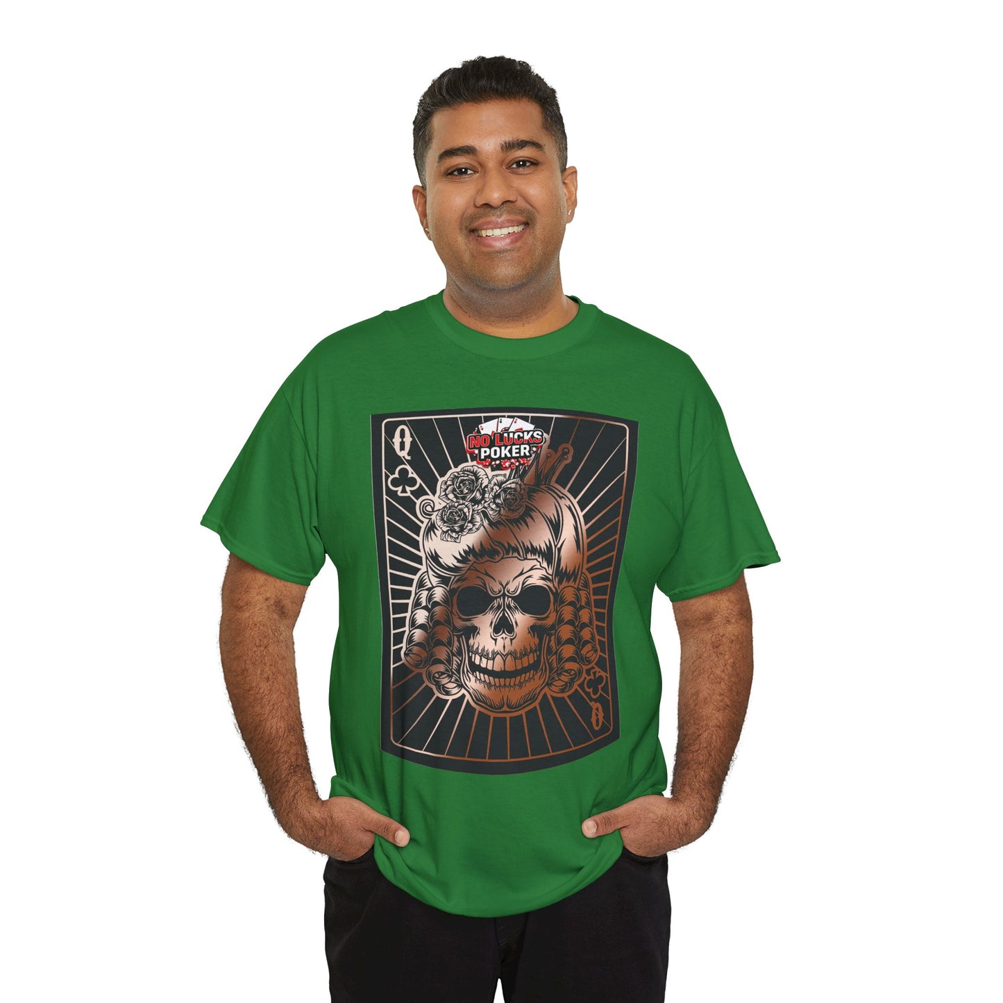 No Lucks Given Angry Queen of Clubs Copper Poker T-Shirt Must have Good Luck All-in