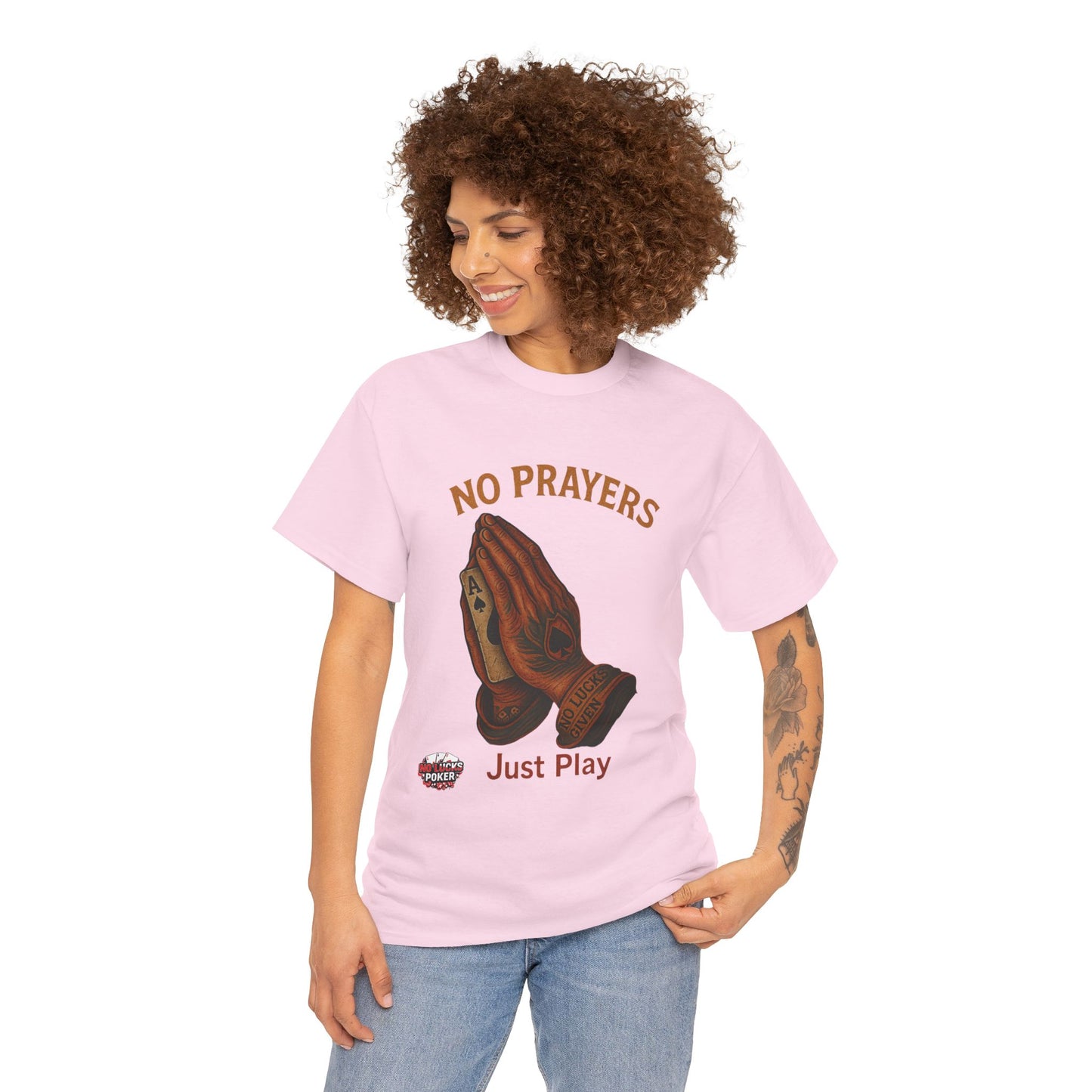 No Prayers Just Play Poker T-Shirt | Zero Lucks – Skill Over Superstition