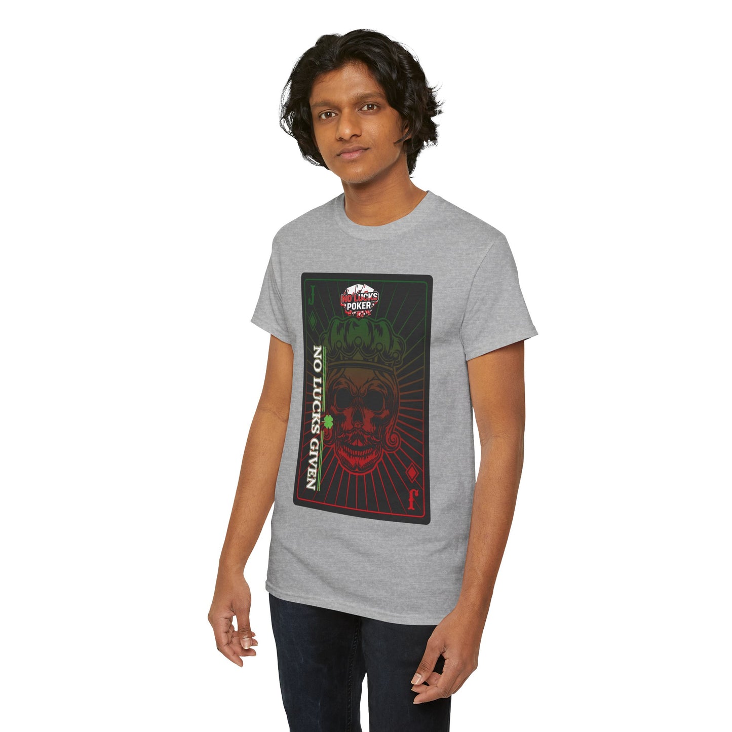 No Lucks Given – Jack Skull Crown Poker Tee (Green & Red Edition)