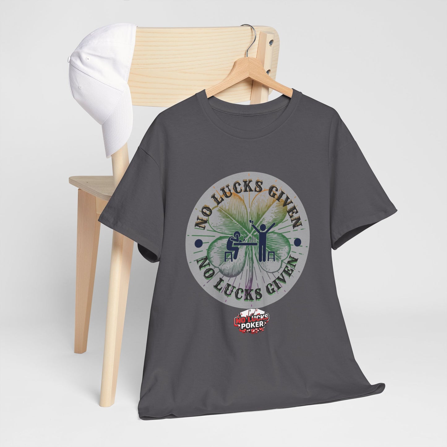 No Lucks Given – Large Clover Poker T-Shirt | Skill Over Luck