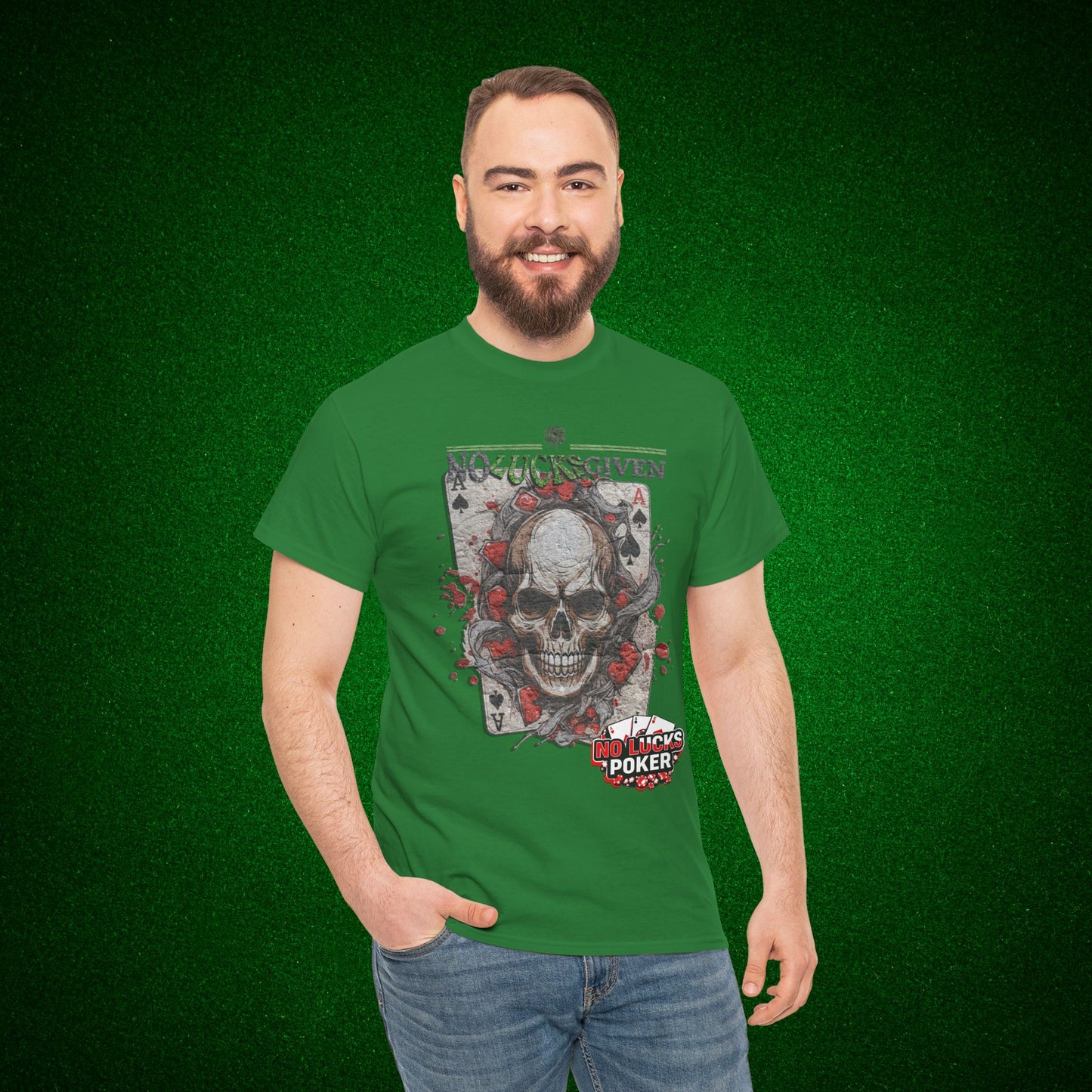 No Lucks Given Skull Breaking thru Ace of Spades T-Shirt Must have Good Luck All-in