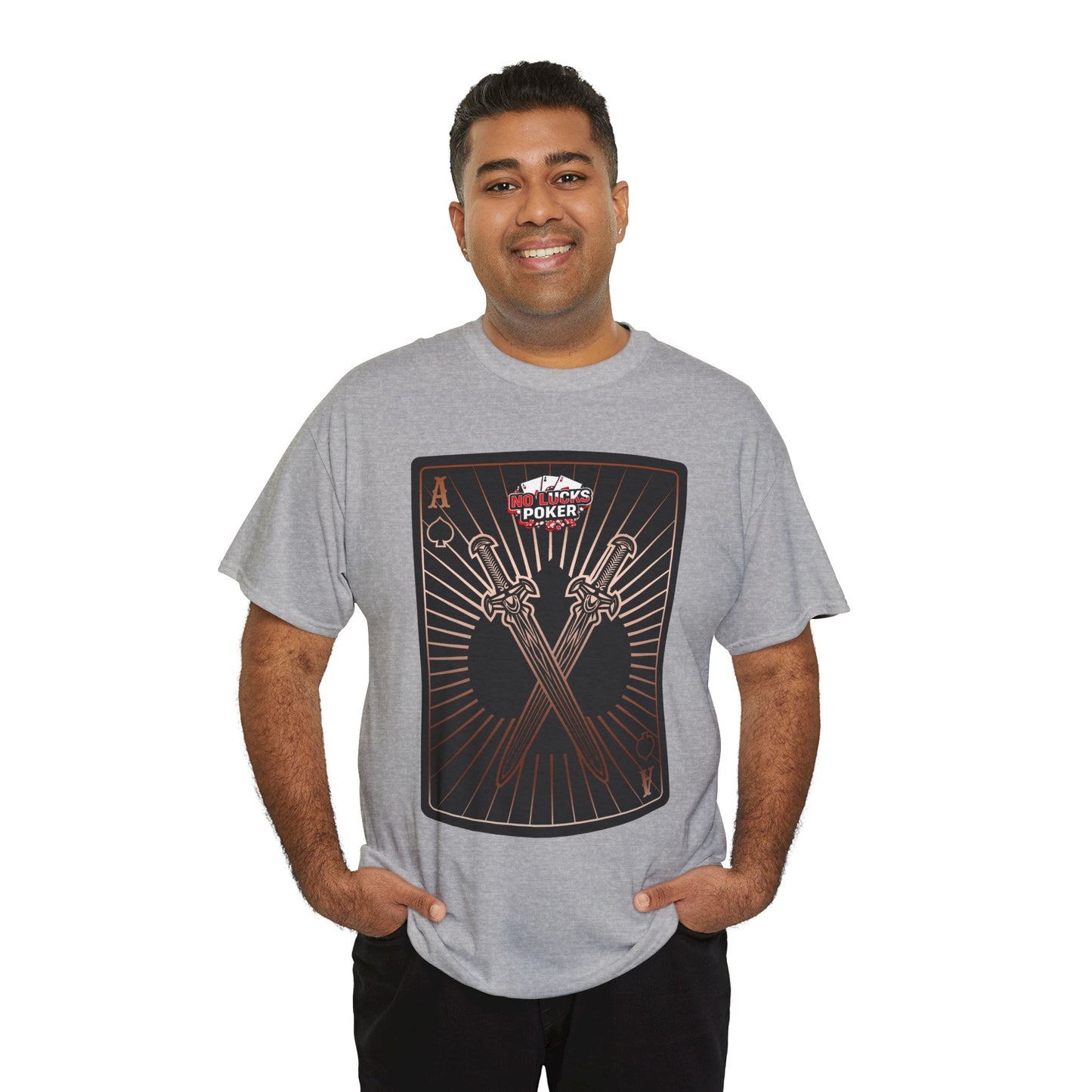 No Lucks Given – Ace of Spades & Crossed Swords Poker T-Shirt (Copper Edition)