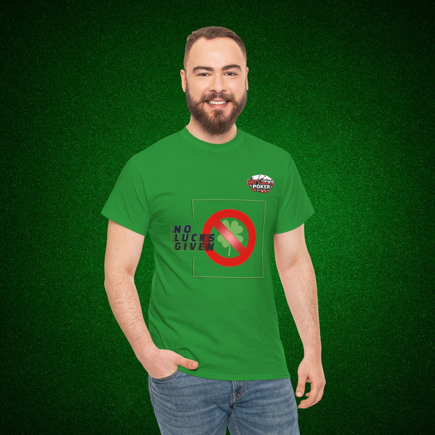 No Lucks Given Large Clover Poker T-Shirt Good Luck All-in