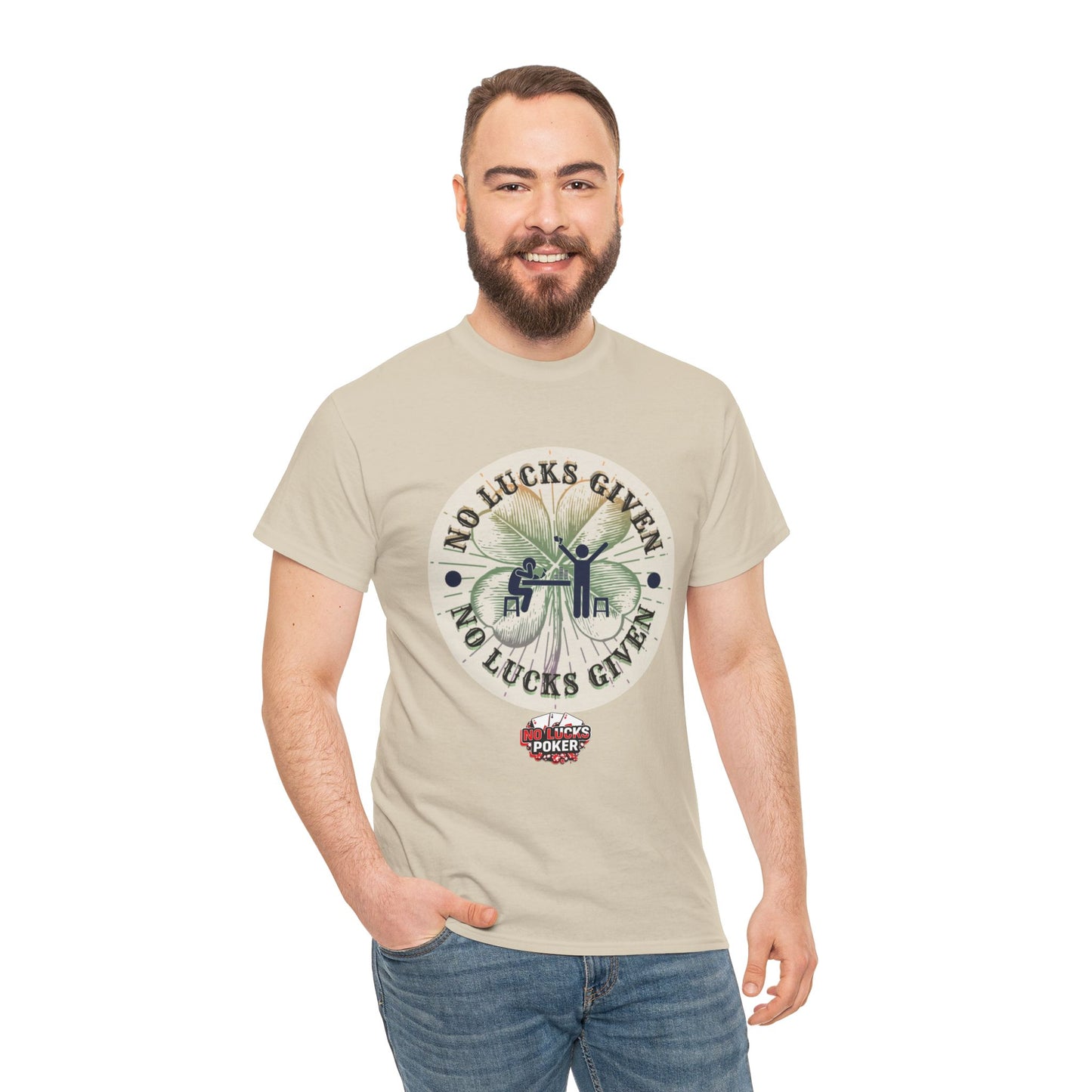 No Lucks Given – Large Clover Poker T-Shirt | Skill Over Luck