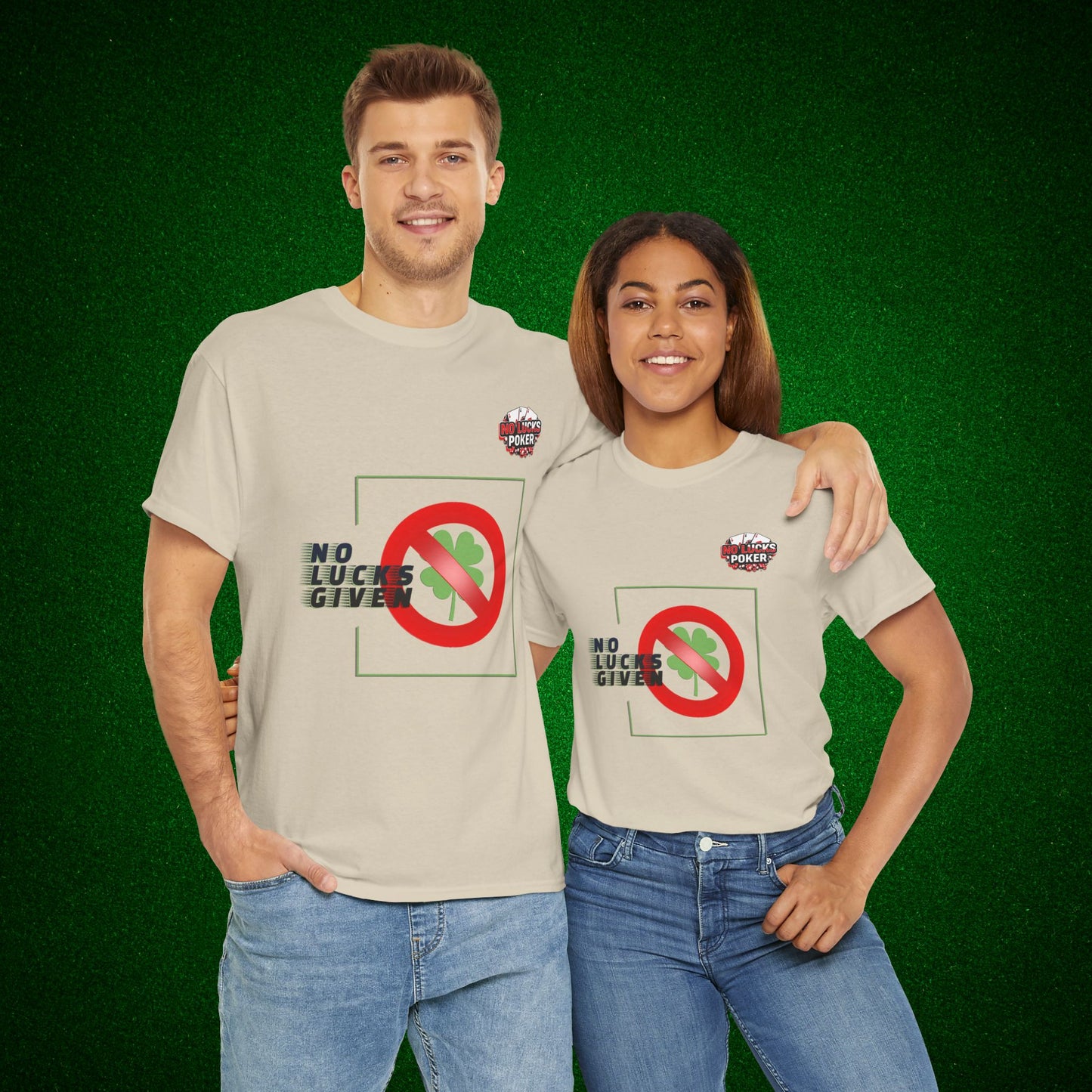 No Lucks Given Large Clover Poker T-Shirt Good Luck All-in