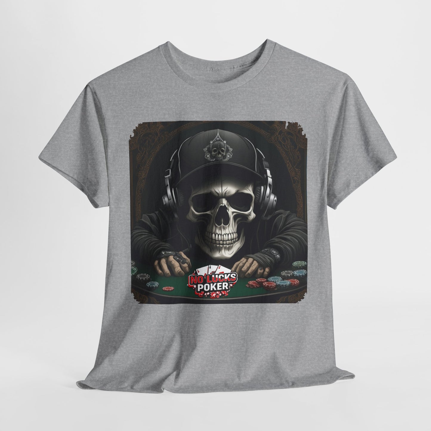 No Lucks Given – Hoodie Skull & Headphones Poker Tee