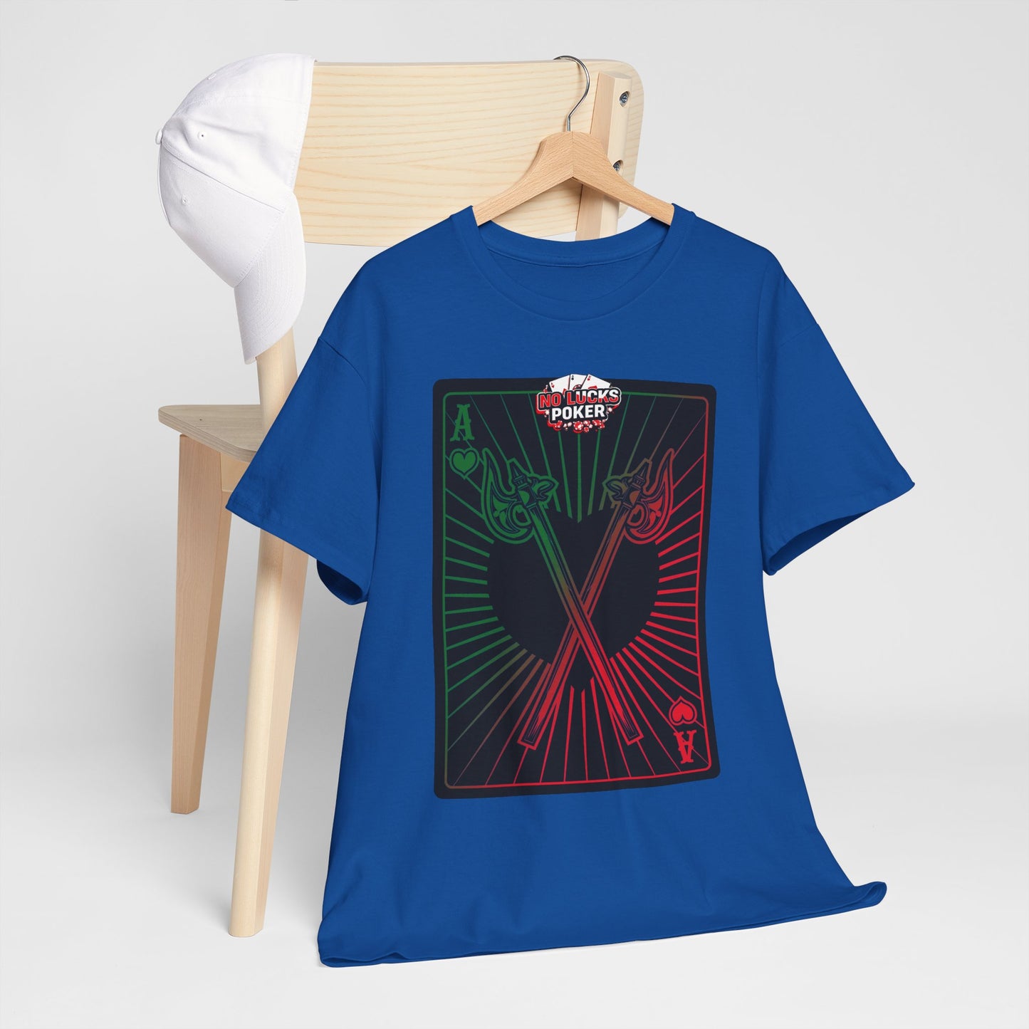 No Lucks Given Ace of Hearts card with two big axes Green Red Poker T-Shirt Must have Good Luck All-in