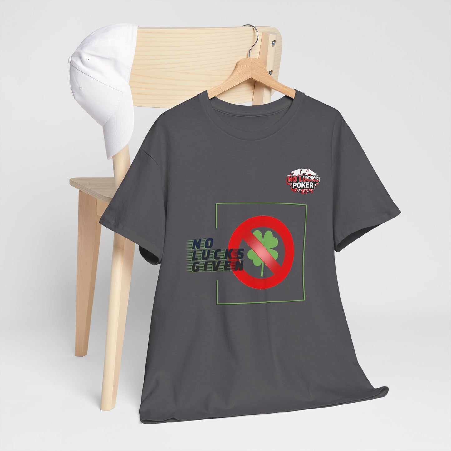 No Lucks Given Large Clover Poker T-Shirt Good Luck All-in