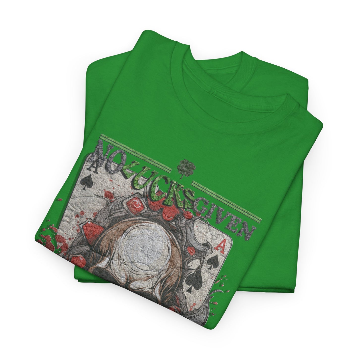 No Lucks Given Skull Breaking thru Ace of Spades T-Shirt Must have Good Luck All-in