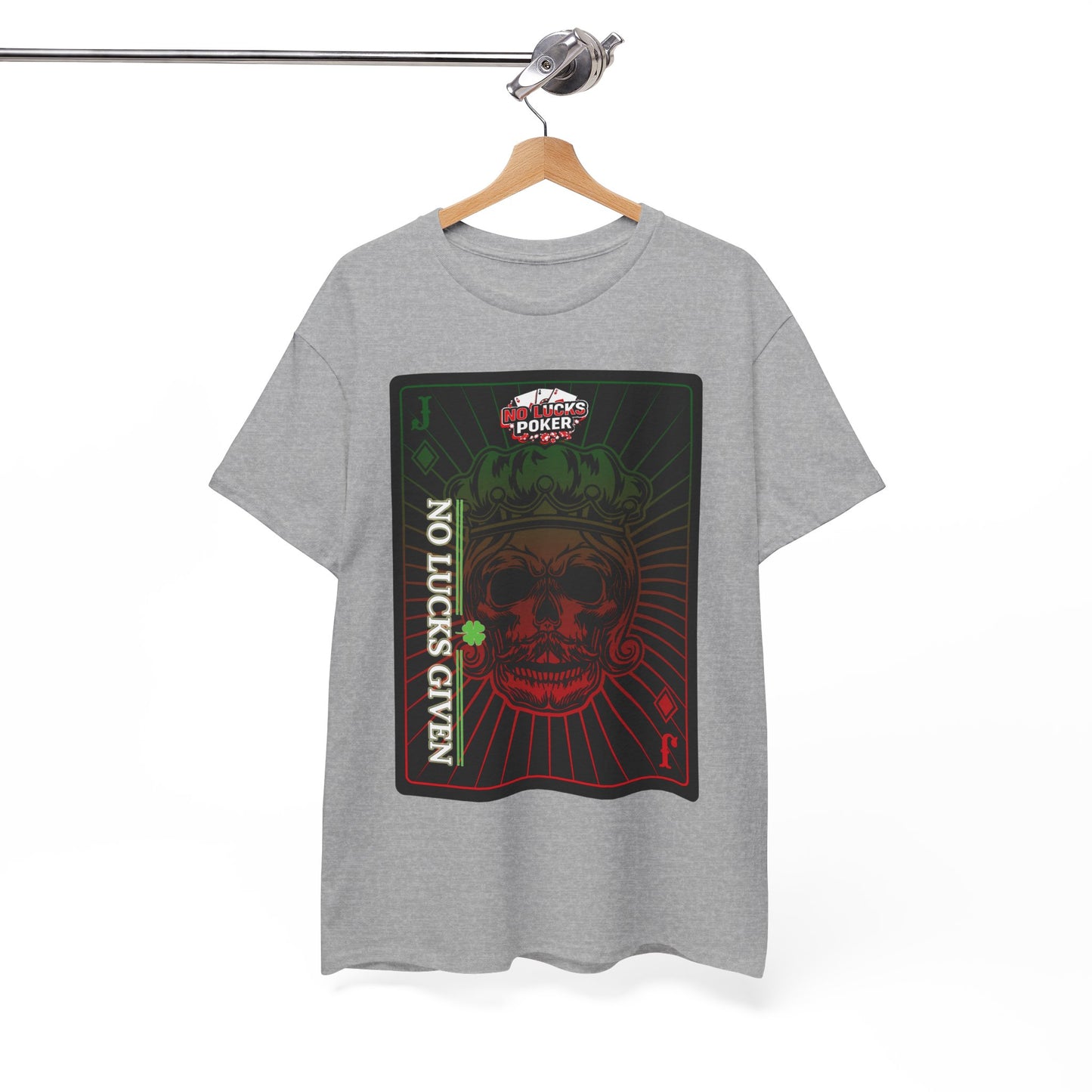 No Lucks Given – Jack Skull Crown Poker Tee (Green & Red Edition)