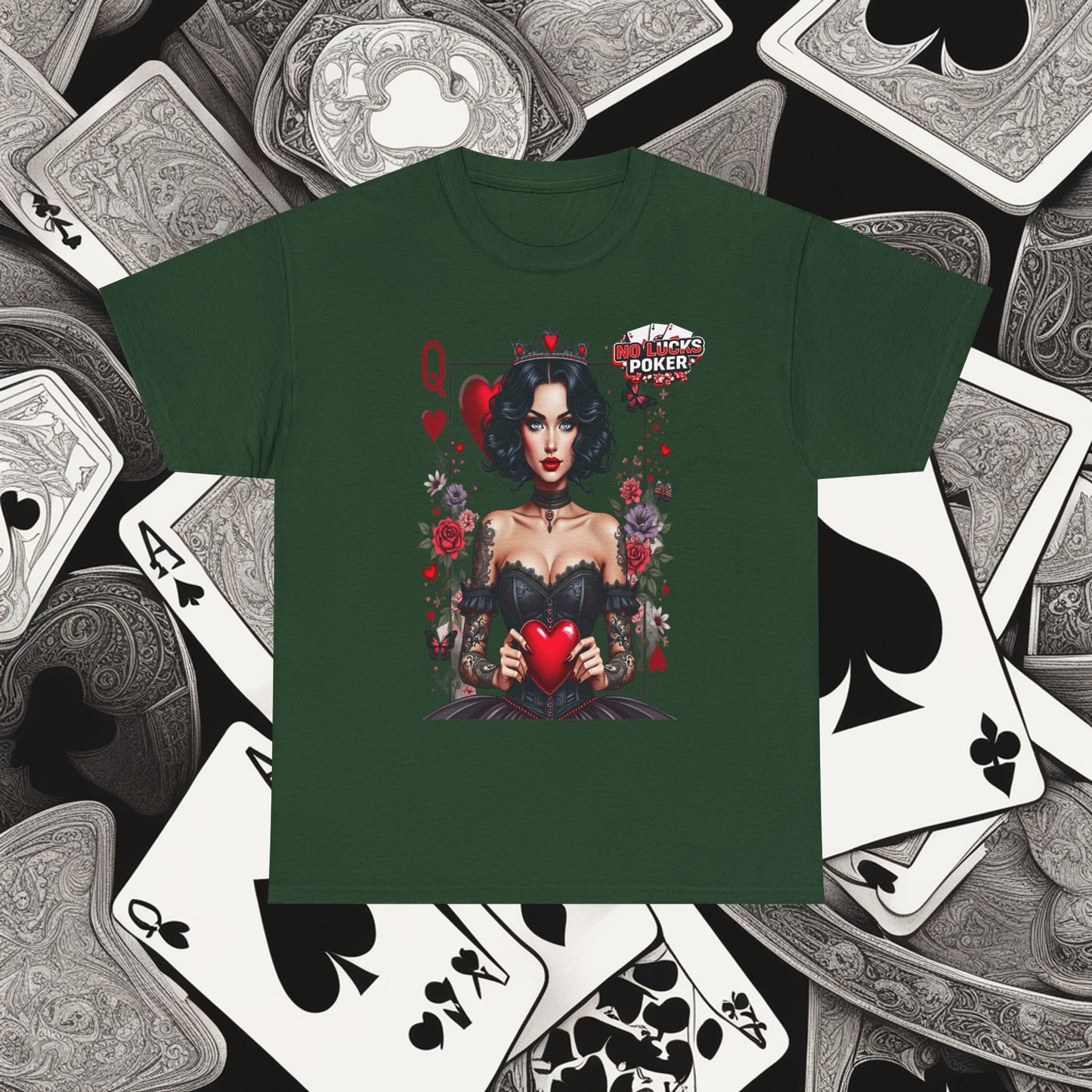 Gothic Queen of Hearts Poker T-Shirt | Dark Poker Apparel – Unisex Fit
