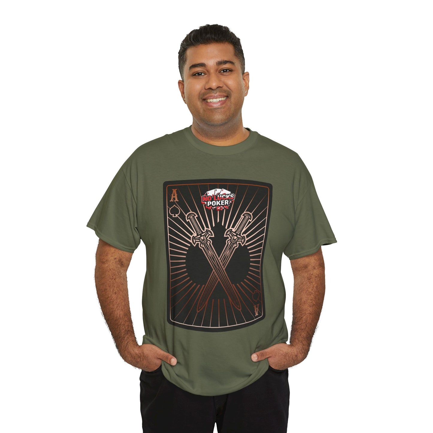 No Lucks Given – Ace of Spades & Crossed Swords Poker T-Shirt (Copper Edition)